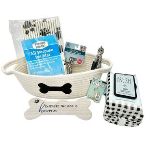 Dog Gift Bundle Bone Wall Sign Rae Dunn Pet Wipes Leash Pet Tag Forever Pals Mat